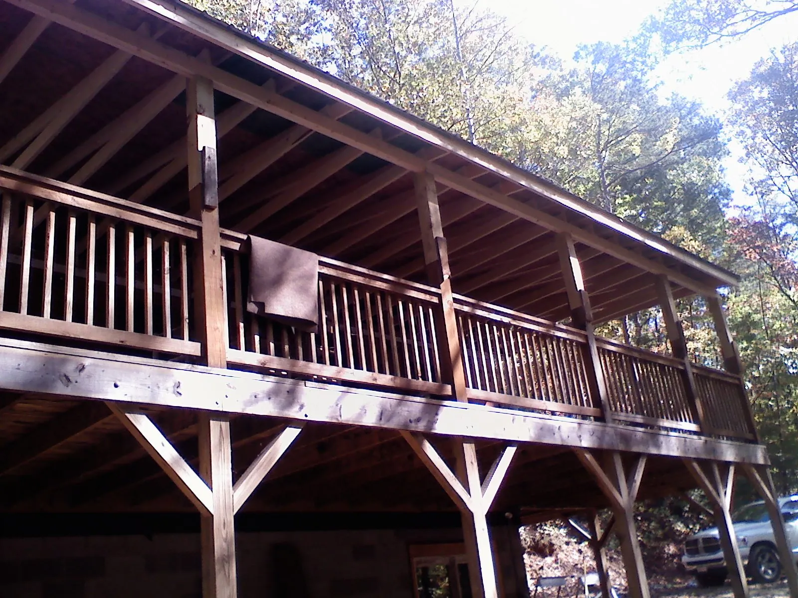 Timber framing under a new elevated porch and deck — Roof Leak Repair in Mulberry by Roofing Brothers